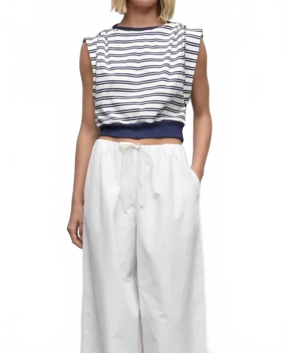 NEW SIMKHAI joie cotton jersey top in midnight stripe